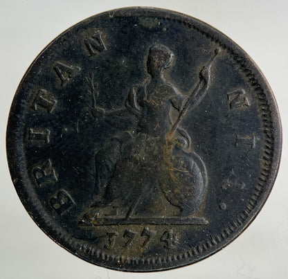 1774 George III 3rd Farthing Coin | Fine Collectable Grade