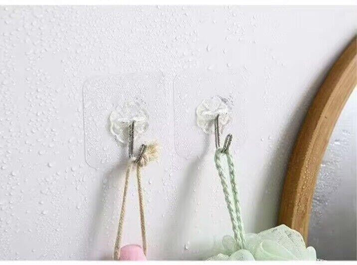 x2 Kitchen Hooks Wall Mounted & Cupboard Bathroom Utensil Hanging Rack Holder