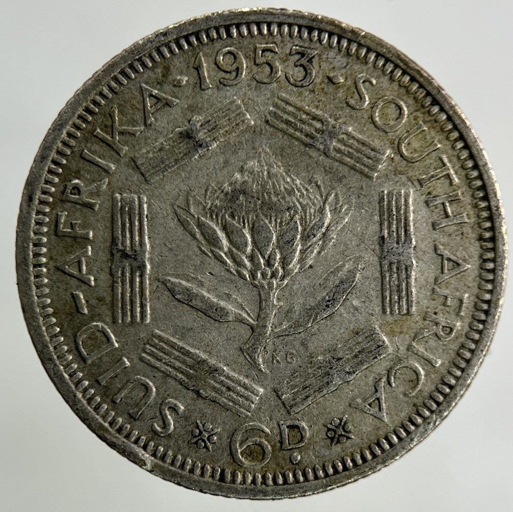 1953 South Africa Sixpence Silver Coin | Fine Collectable Grade