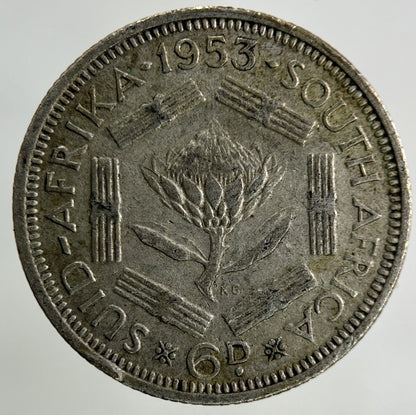 1953 South Africa Sixpence Silver Coin | Fine Collectable Grade
