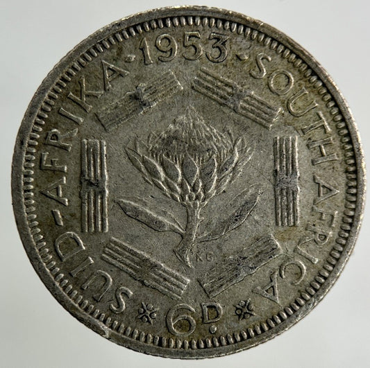 1953 South Africa Sixpence Silver Coin | Fine Collectable Grade