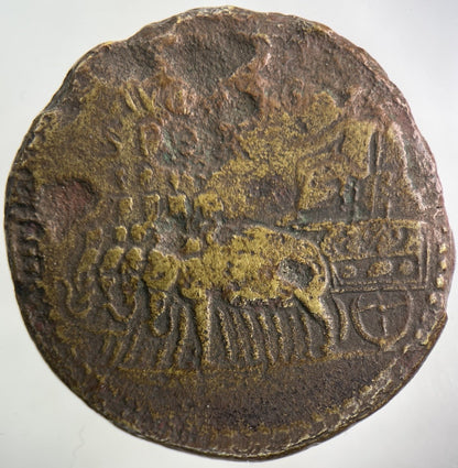 Large 3.5cm Roman Tiberius 14 - 37 AD Brass Sestertius Medal Coin Elephant Chariot