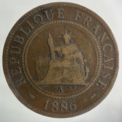 1886 France Indo - China One Cent Coin | Fine Collectable Grade