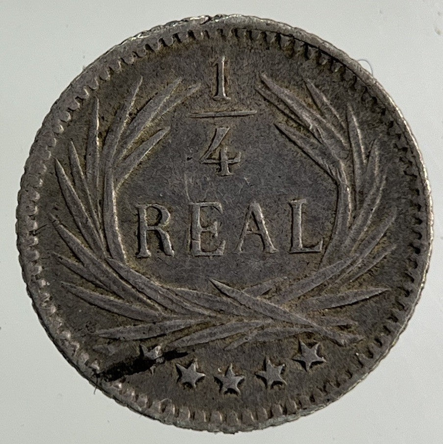 1896 Guatemala 1/4 Quarter Real Silver Coin | Fine Collectable Grade