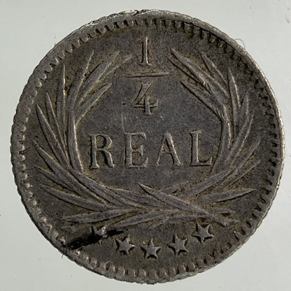 1896 Guatemala 1/4 Quarter Real Silver Coin | Fine Collectable Grade