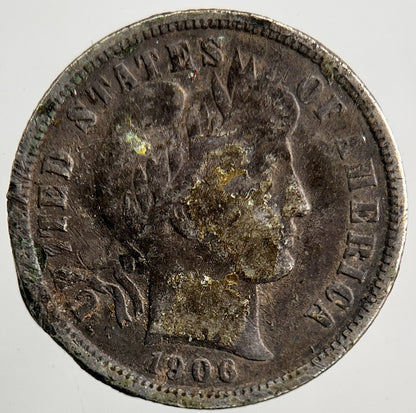 1906 US USA Barber One Dime Silver Coin | Collectable Grade | a5519