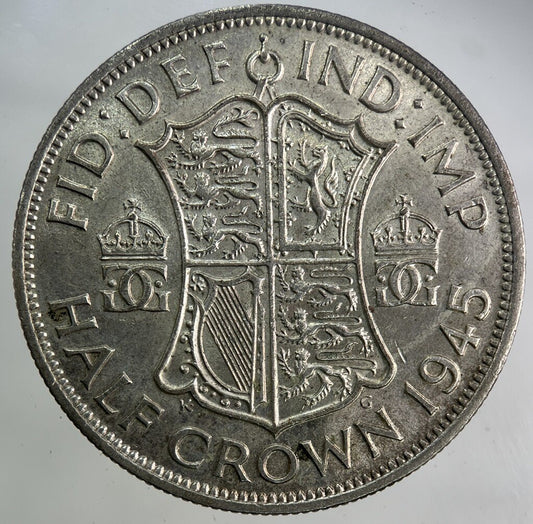 1945 George VI Half - Crown Silver Coin | Fine Collectable Grade