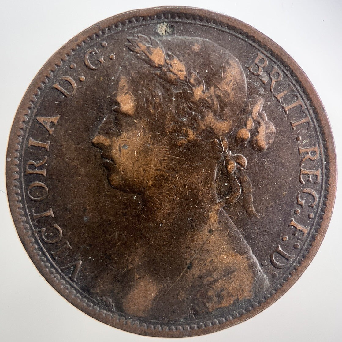 1876 - H Victoria One Penny Coin | Collectable Grade | a2155