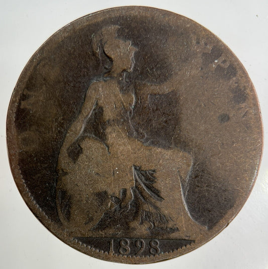 1898 Victoria One Penny Coin | Fair Grade