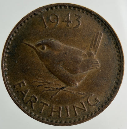 1943 George VI Wren Farthing Coin | Collectable Grade