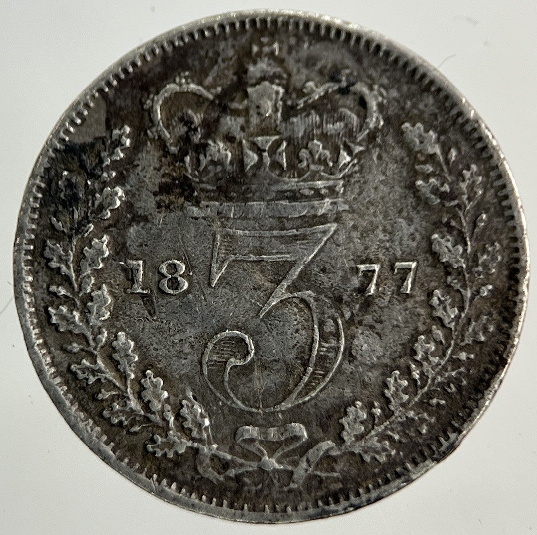 1877 Victoria Threepence Silver Coin | Fine Collectable Grade