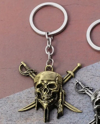 Mini Metal Pirate Skull Shaped Keyring Premium Keychain Gift UK