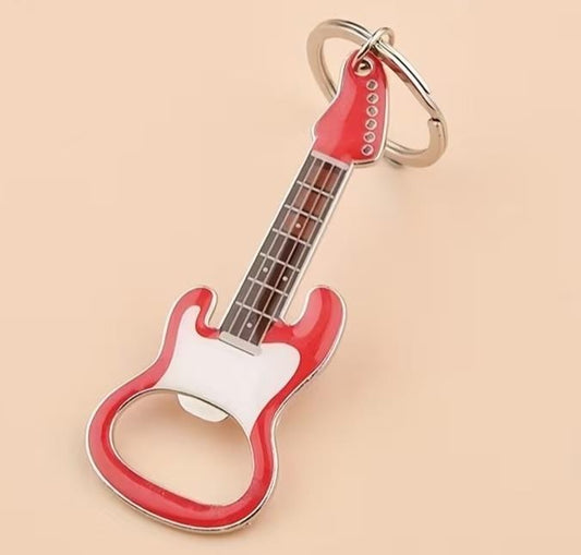 Red Electric Guitar Bottle Opener Keyring Premium Keychain Gift UK