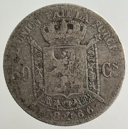 1866 Belgium 50 Centimes Silver Coin | Collectable Grade