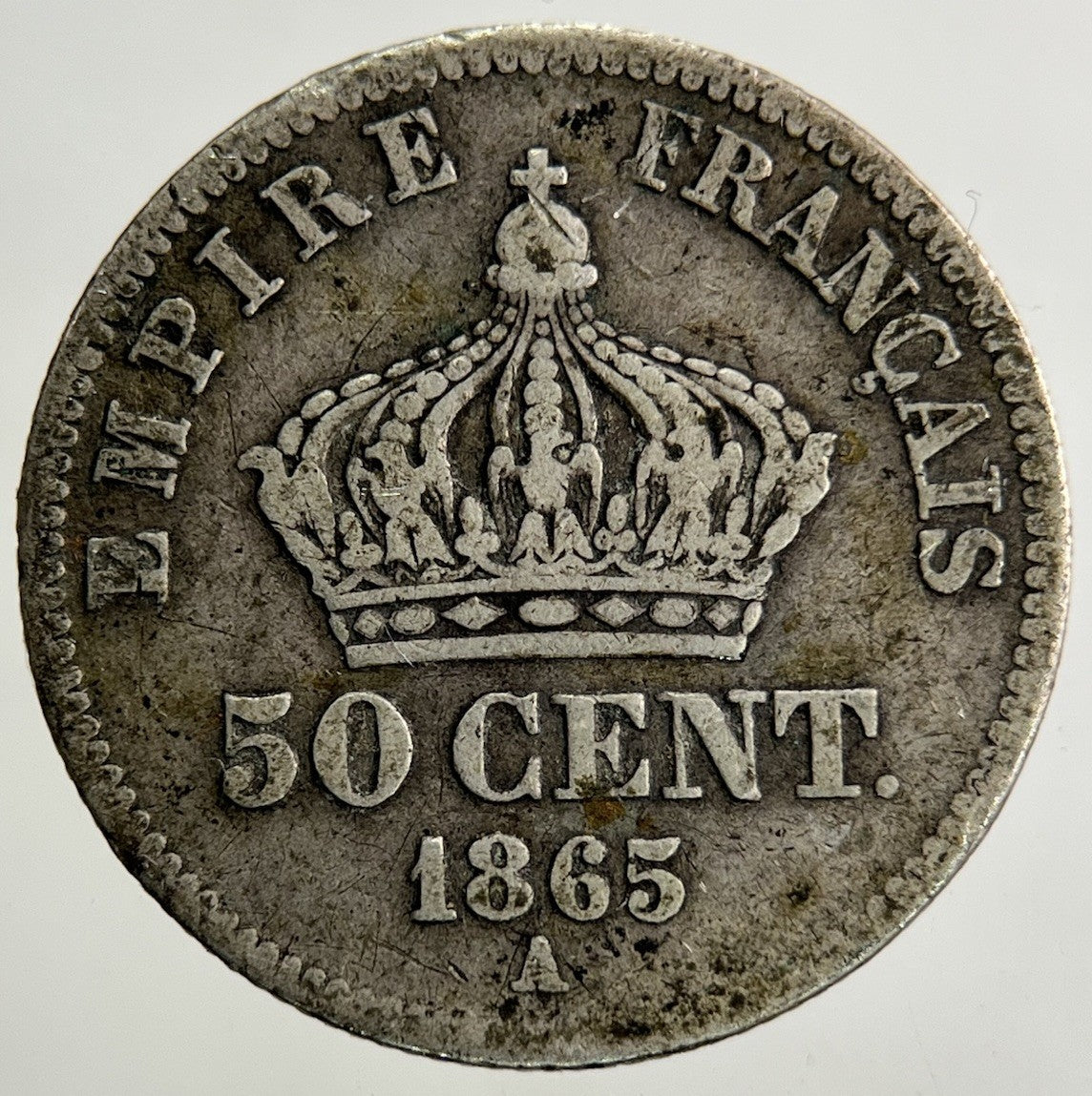 1865 France 50 Centimes Silver Coin | Fine Collectable Grade