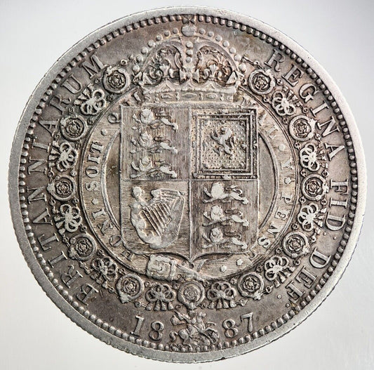 1887 Victoria Half - Crown Silver Coin | Fine Collectable Grade