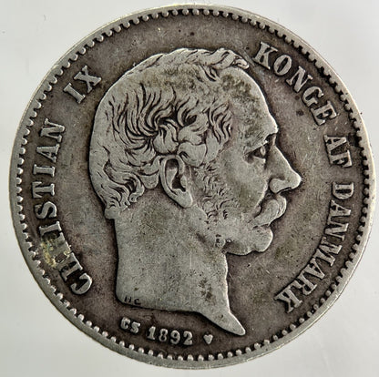 1892 Denmark 1 Krone Silver Coin | Fine Collectable Grade