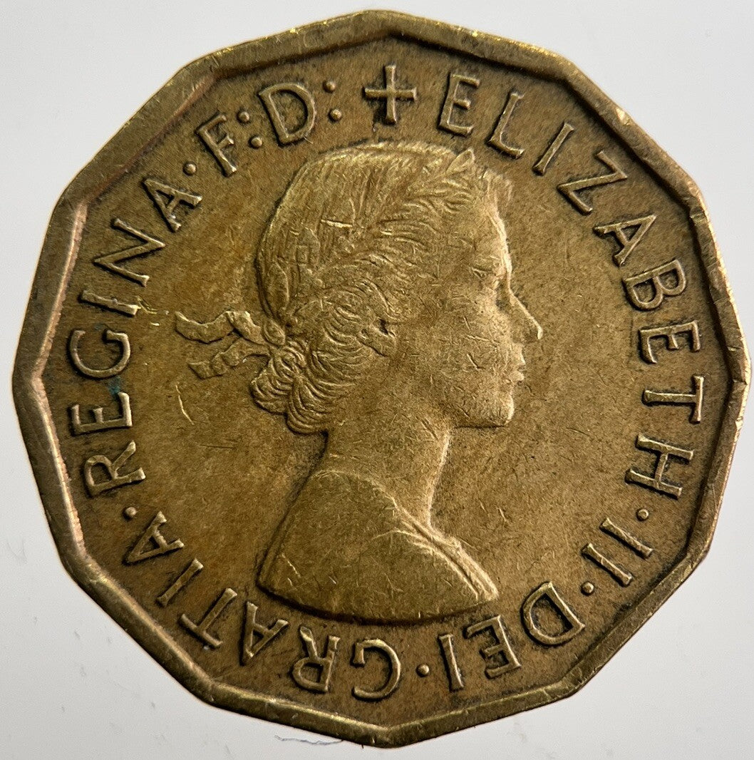 1966 British Brass Threepence Coin | Fine Collectable Grade | a7358