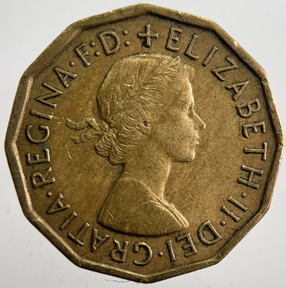 1966 British Brass Threepence Coin | Fine Collectable Grade | a7358
