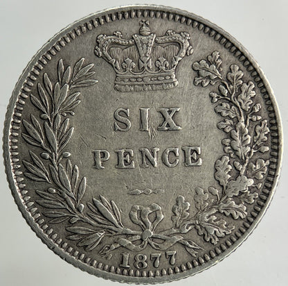 1877 Victoria Sixpence Silver Coin | Very High Grade