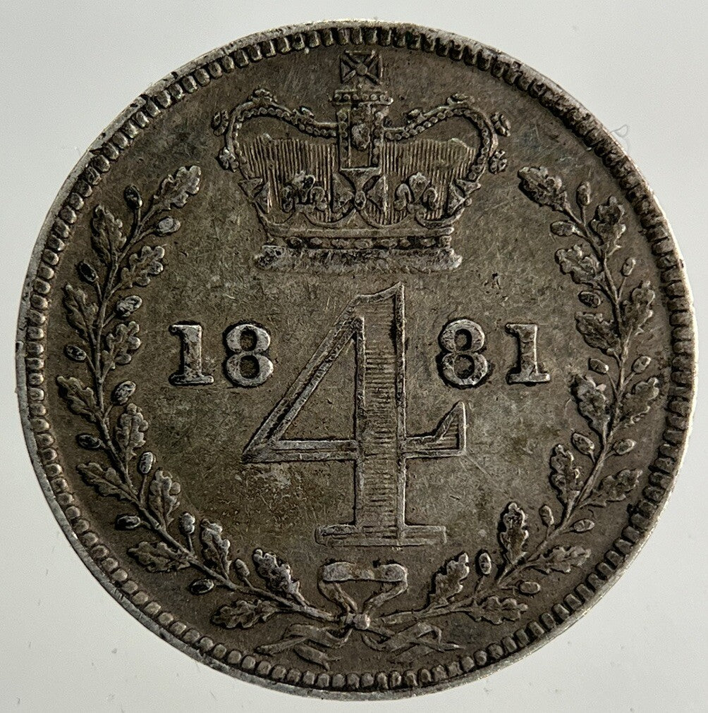 1881 Victoria Maundy Four - Pence Silver Coin | Very High Grade
