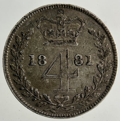 1881 Victoria Maundy Four - Pence Silver Coin | Very High Grade