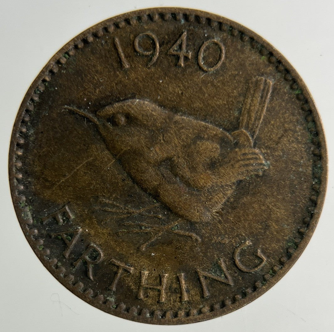 1940 George VI Wren Farthing Coin | Fine Collectable Grade