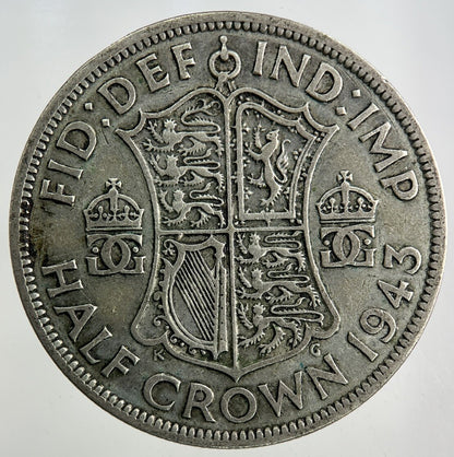 1943 George VI Half - Crown Silver Coin | Fine Collectable Grade