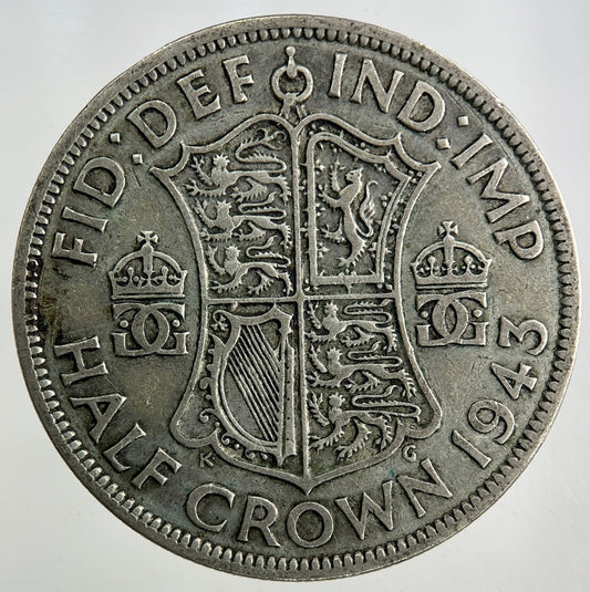 1943 George VI Half - Crown Silver Coin | Fine Collectable Grade