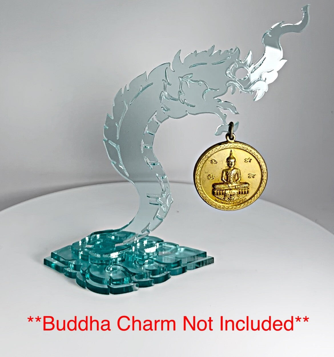 Clear Blue Dragon Themed Hanging Charm / Amulet / Medal Display Stand