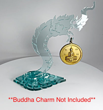 Clear Blue Dragon Themed Hanging Charm / Amulet / Medal Display Stand