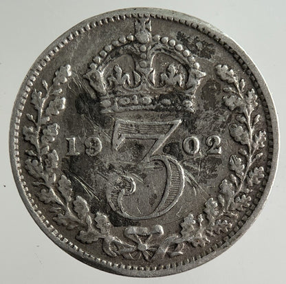 1902 Edward VII Threepence Silver Coin | Fine Collectable Grade
