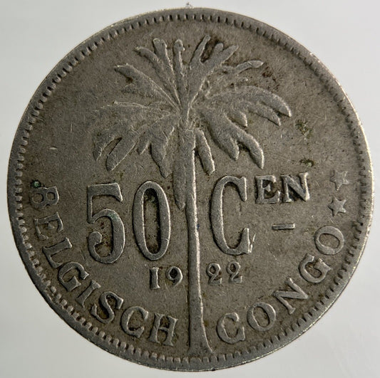 1922 Belgium Africa Congo 50 Centimes Coin | Collectable Grade