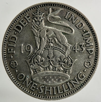 1943 George VI Shilling Silver Coin | Fine Collectable Grade