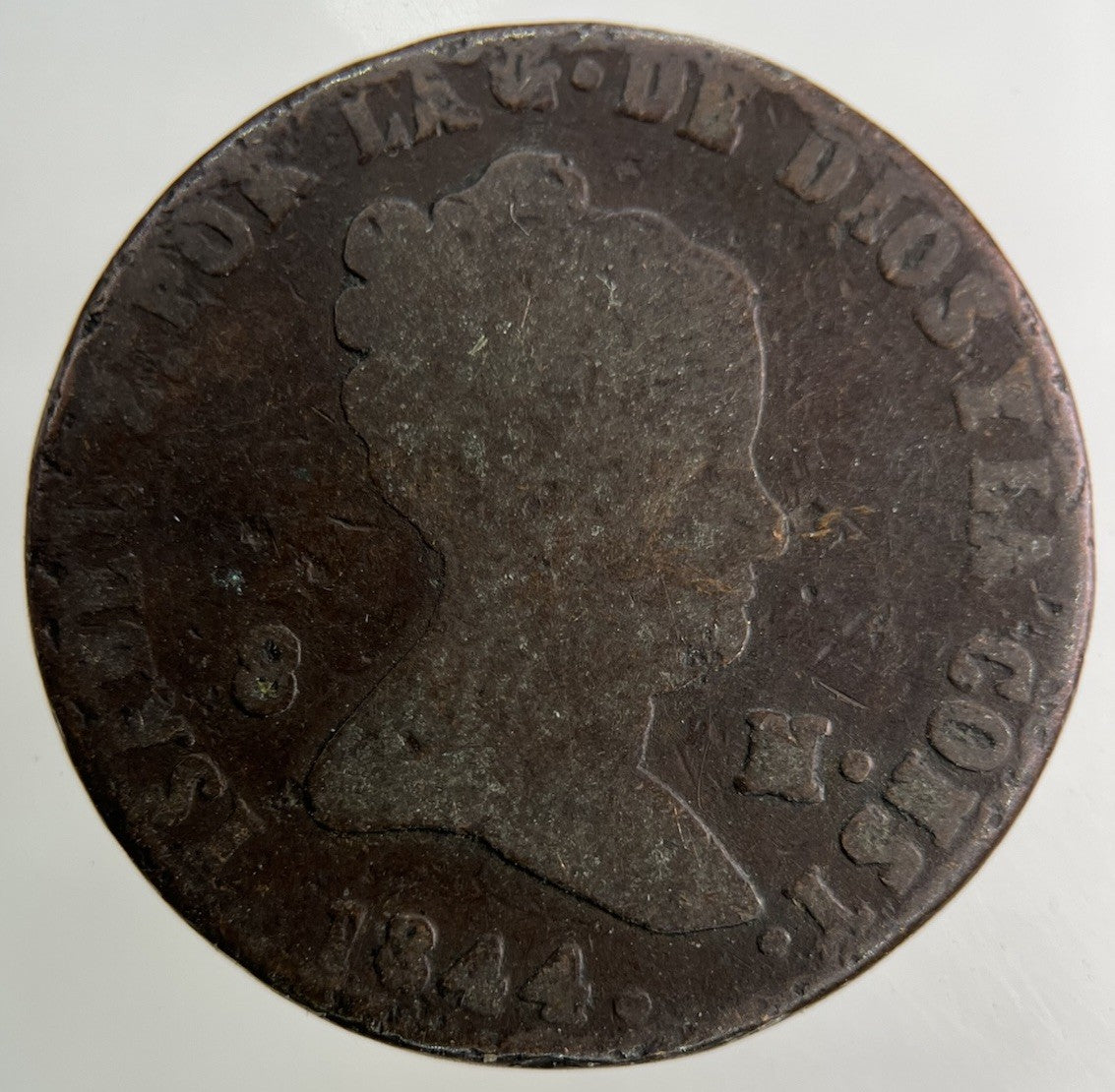 1844 Spain 8 Maravedis Coin | Collectable Grade