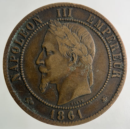 1861 France 10 Centimes Coin | Fine Collectable Grade