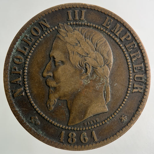 1861 France 10 Centimes Coin | Fine Collectable Grade