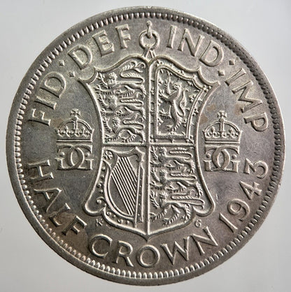 1943 George VI Half - Crown Silver Coin | Fine Collectable Grade | a8068