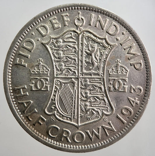 1943 George VI Half - Crown Silver Coin | Fine Collectable Grade | a8068