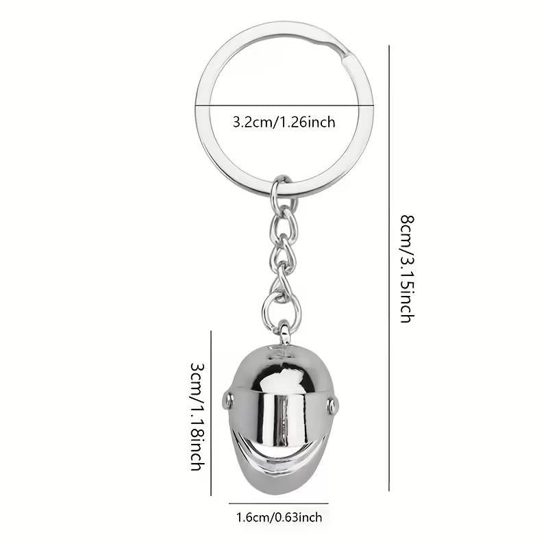 Mini Metal Motorbike Rider Helmet Charm Keyring Keychain Gift UK