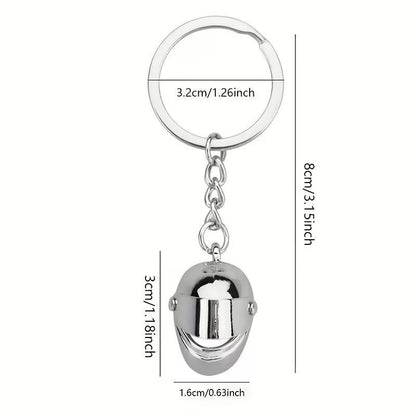 Mini Metal Motorbike Rider Helmet Charm Keyring Keychain Gift UK
