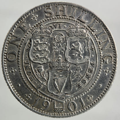 1901 Victoria Shilling Silver Coin | Very High Grade