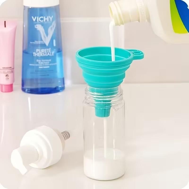 1pc Blue Silicone Collapsible Funnel Kitchen for Water Bottle Liquid Transfer