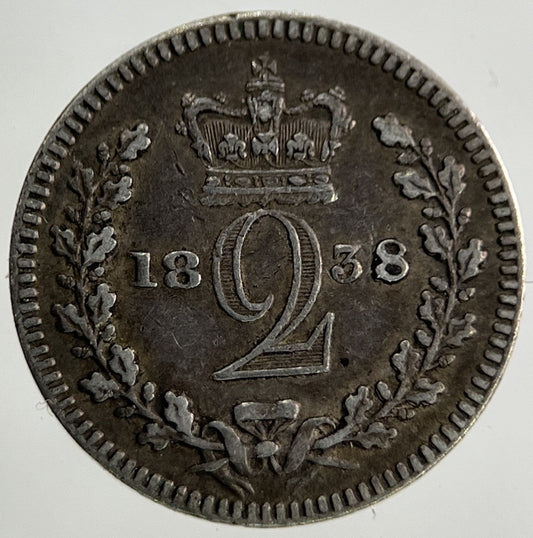 1838 Victoria Maundy Two - Pence Silver Coin | Fine Collectable Grade