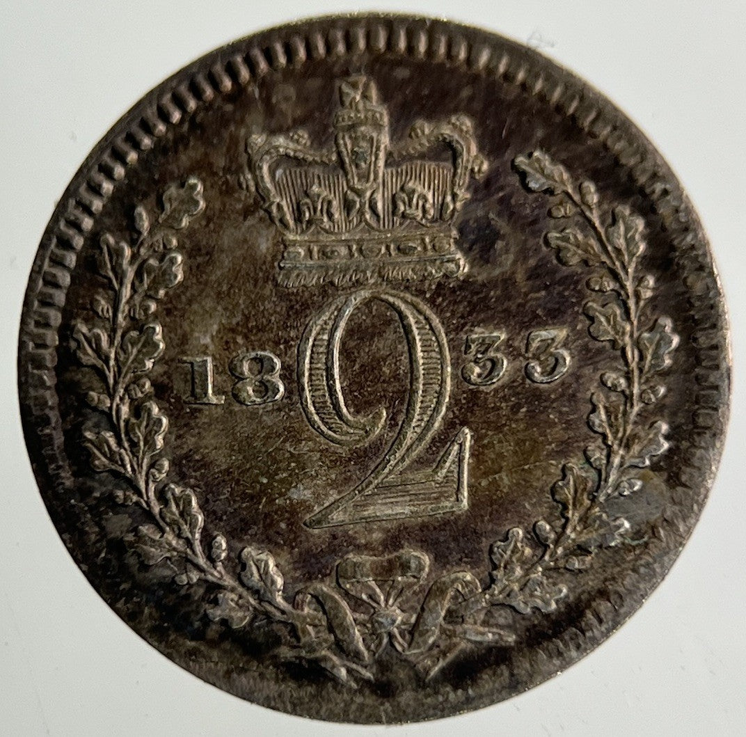 1833 William IV Maundy Two - Pence Silver Coin | Very High Grade