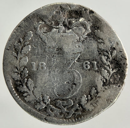 1861 Victoria Threepence Silver Coin | Fair Grade