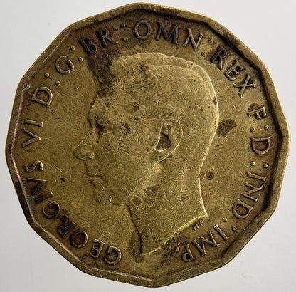 1945 British Brass Threepence Coin | Fine Collectable Grade | a9367