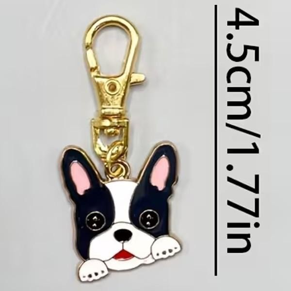 Mini Metal Cute French Bulldog Dog Charm Keyring Keychain Gift UK
