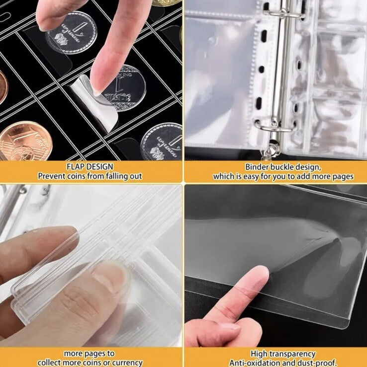 Coin & Banknote Collection Book Holder Album Fireproof & Waterproof - 300 Slots