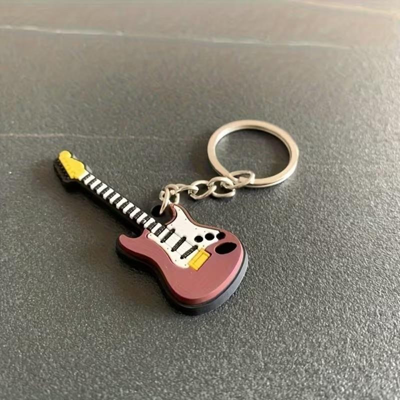 Mini Rubber Electric Guitar Instrument Music Keyring Premium Keychain Gift UK